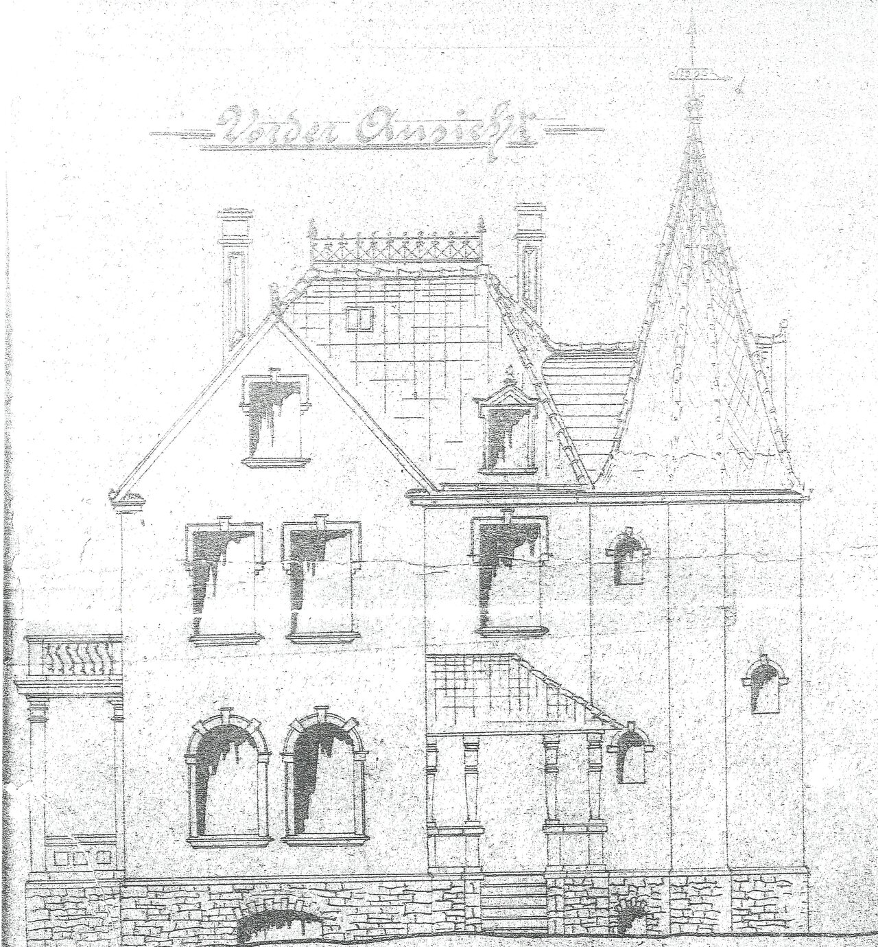 GAL Zwischenarchiv Nr. 15768, o.D. Kopie einer Zeichnung der Vorderansicht, Verfasser unbekannt