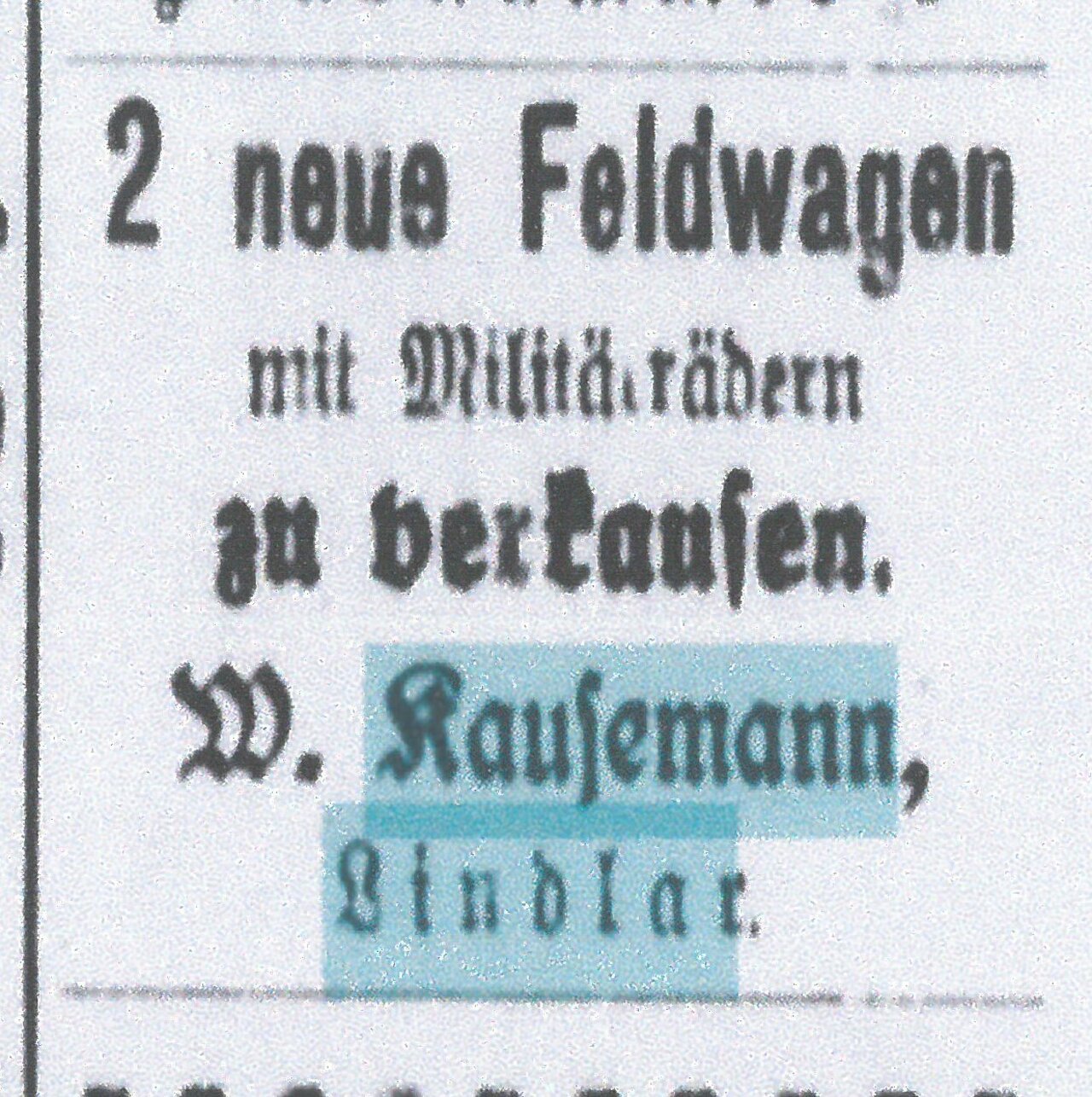 Anzeige Bergische Wacht, Oktober 1920