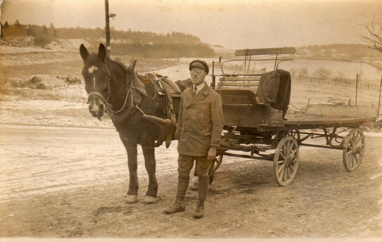 Hubert Lob mit Pferdefuhrwerk, 1928 aus Sammlung Michael Lob