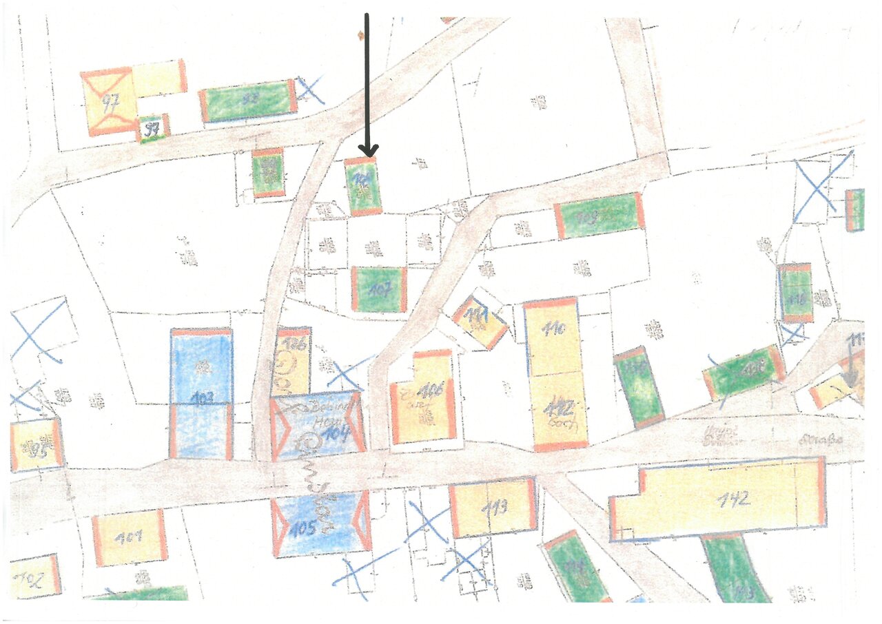 Auszug aus dem Katasterplan, um 1900, Katasteramt des Oberbergischen Kreises
