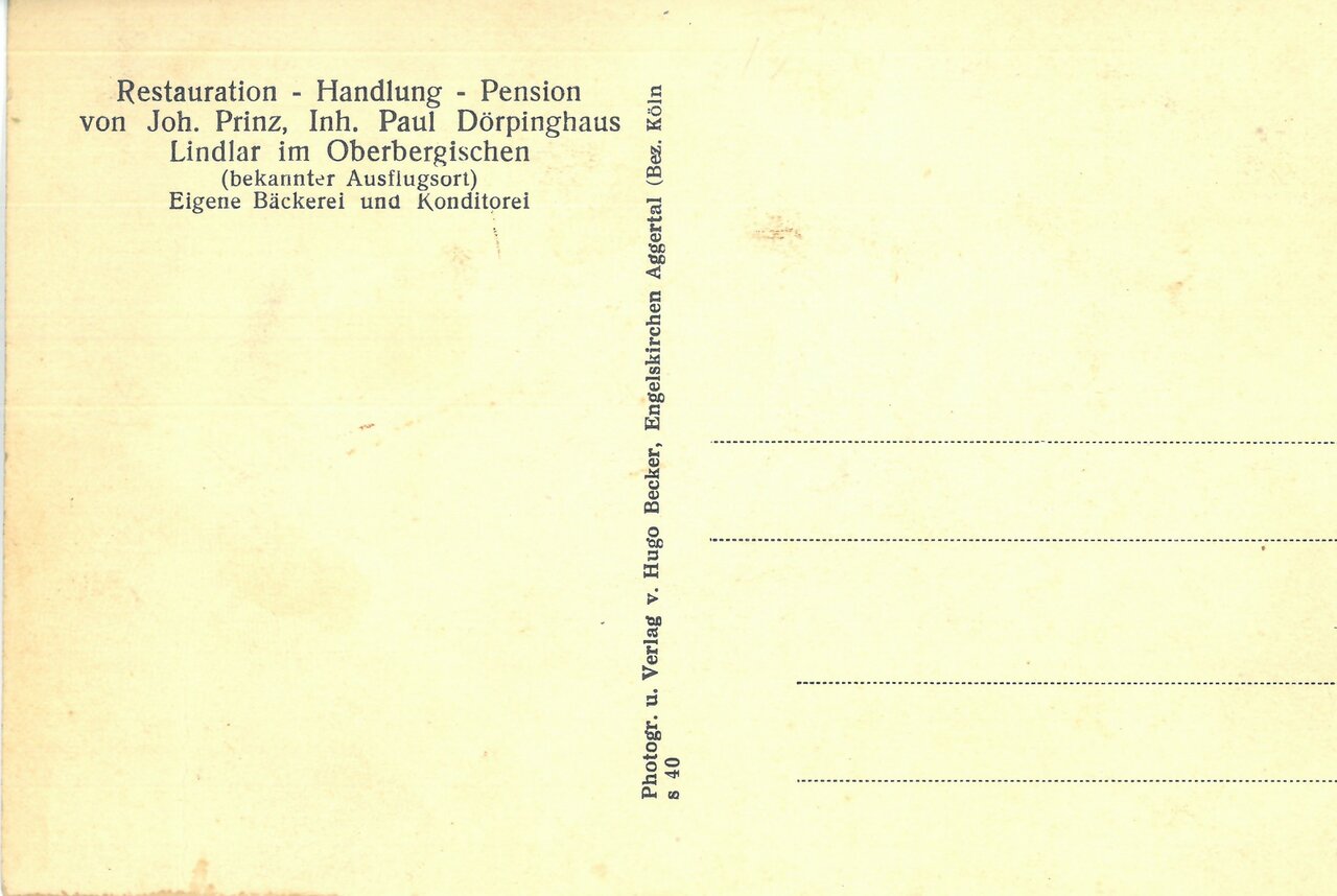 GAL Postkarten Nr. 93, Rückseite, o.D., Photogr. u. Verlag v. Hugo Becker, Engelskirchen, Aggertal