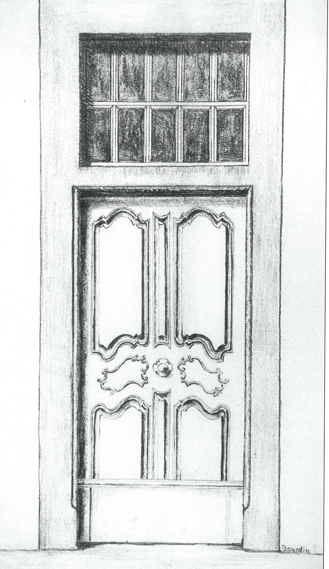 Haustür von 1774, o.D. Zeichnung von Clara Bourdin, GAL Gemäldebestand unverzeichnet