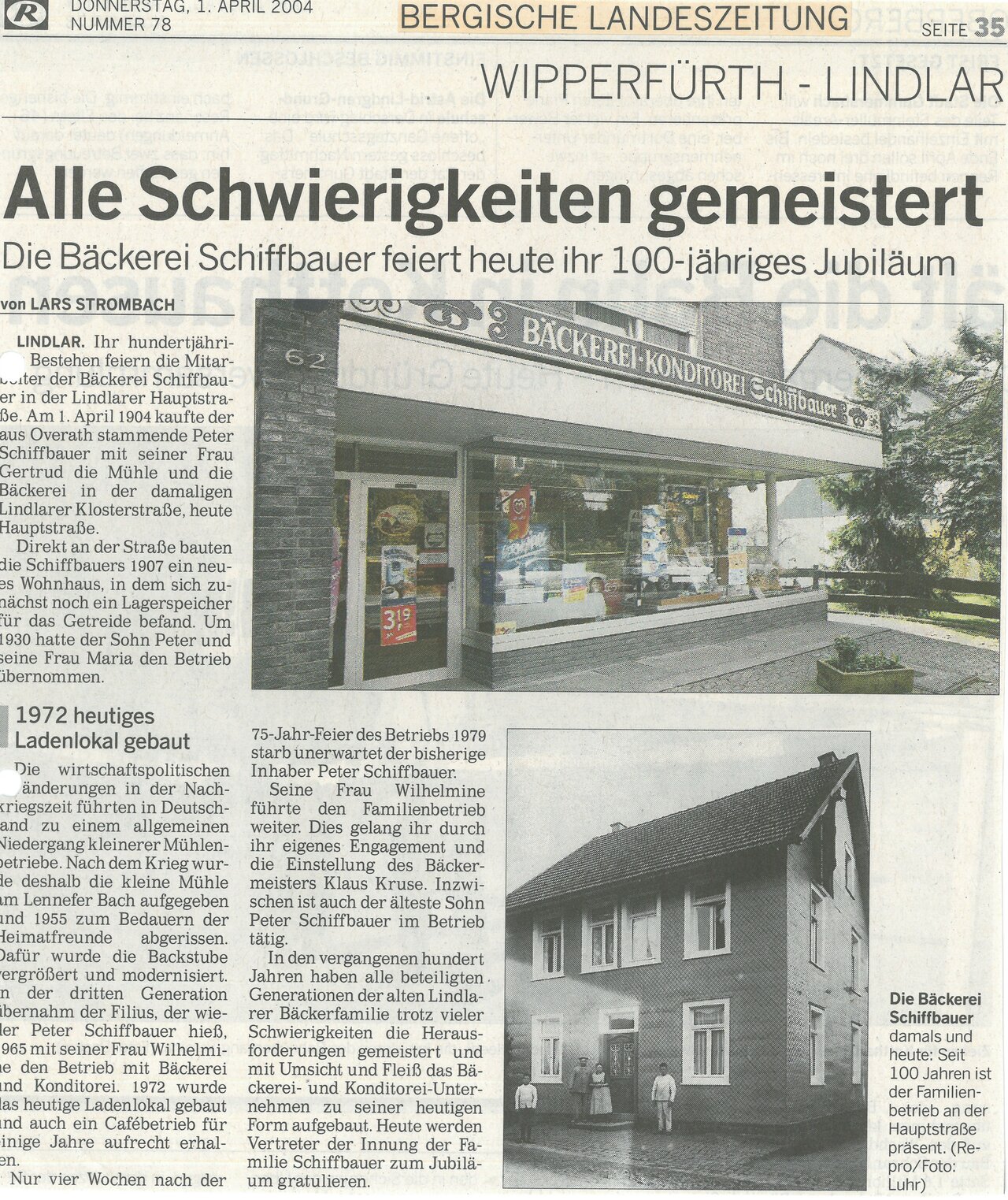 Bergische Landeszeitung vom 01.04.2004