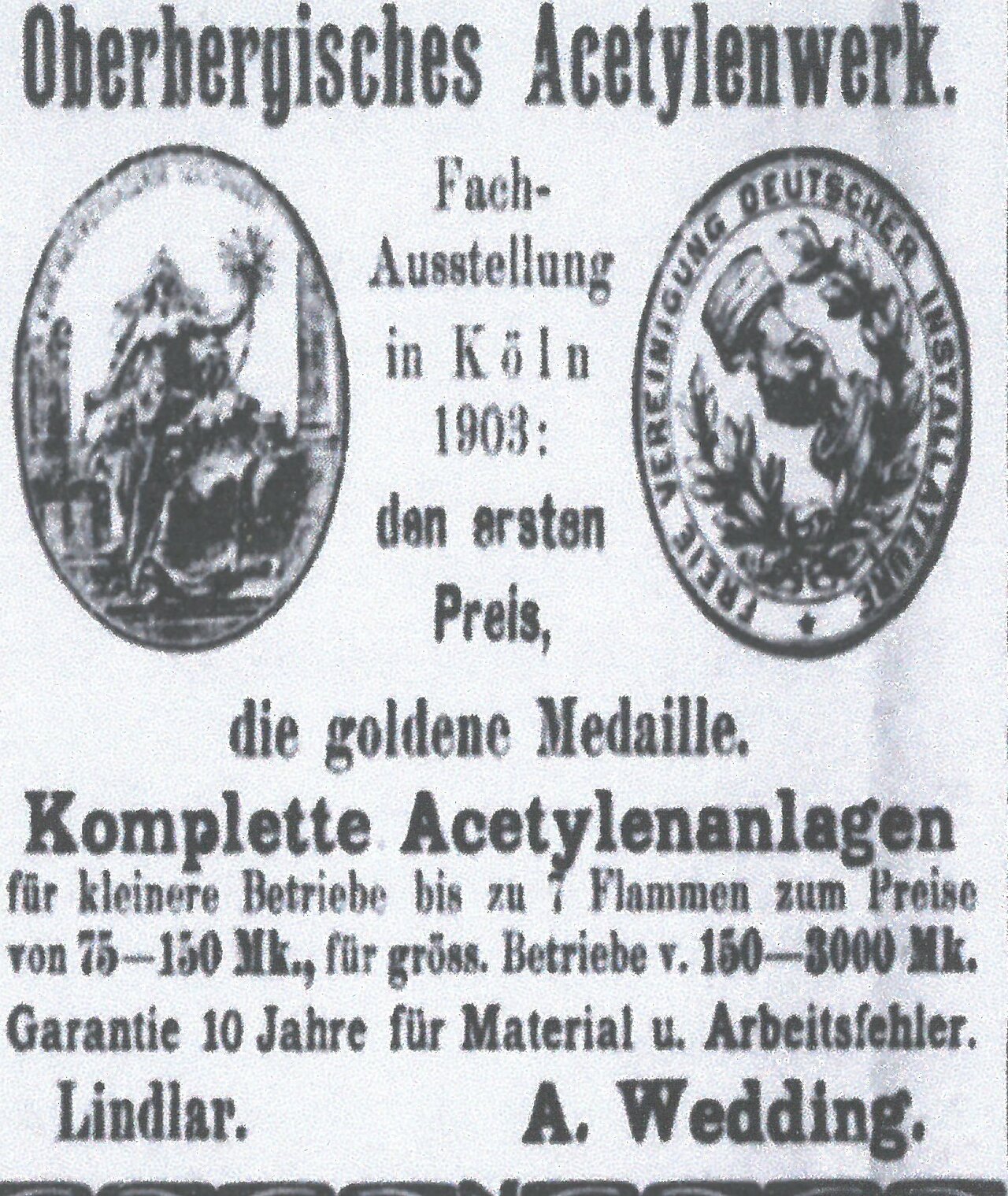 Werbeanzeige, Februar 1904, Bergischer Türmer