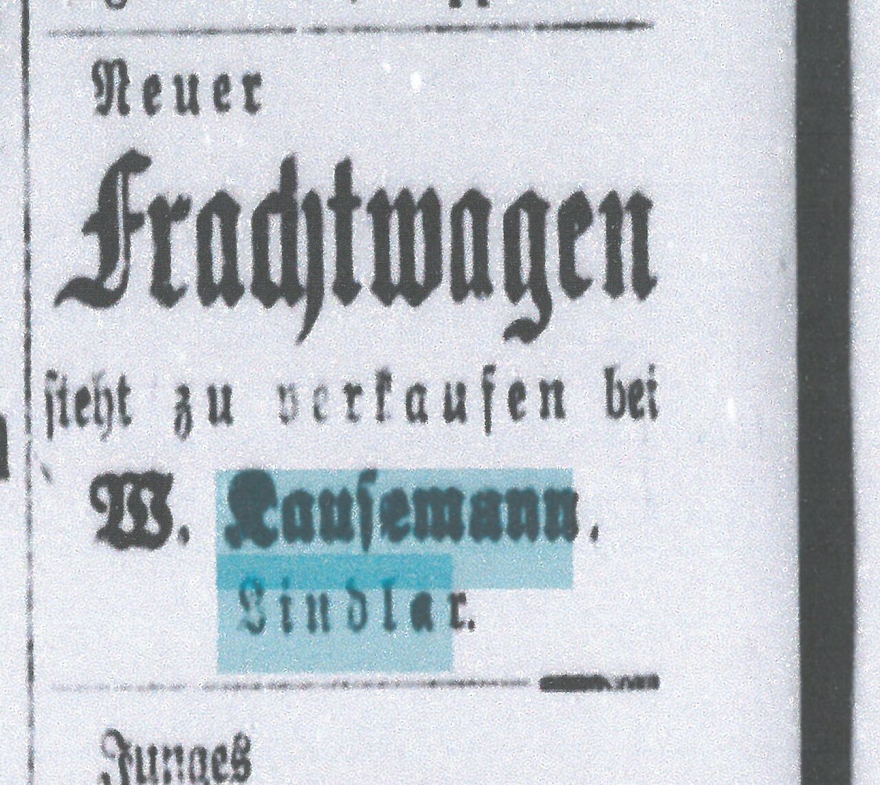 Anzeige Bergische Wacht, September 1920